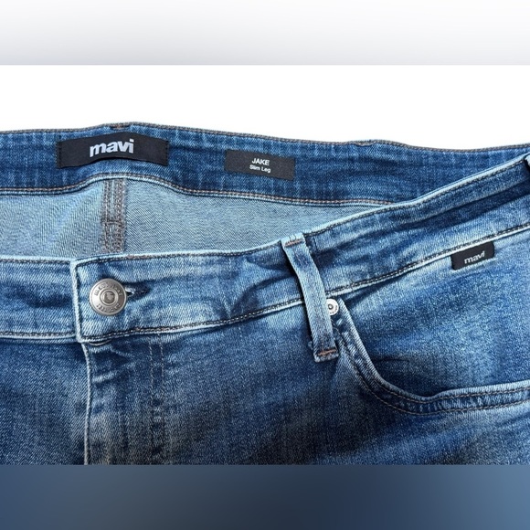 MAVI Jeans Mens 40x30 Jake Slim Straight Leg Distressed Medium Wash Blue - Picture 9 of 14